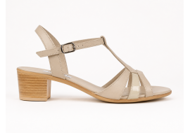 Sandale damă bej din piele naturală, cu toc gros și barete fine – elegante, feminine și confortabile S81BLBOX
